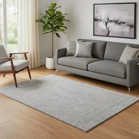 Gray And Ivory Floral Washable Area Rug With UV Protection Photo 1