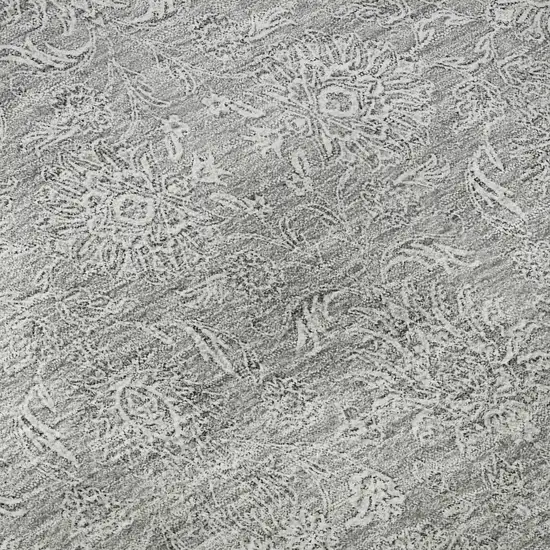 Gray And Ivory Floral Washable Area Rug With UV Protection Photo 8