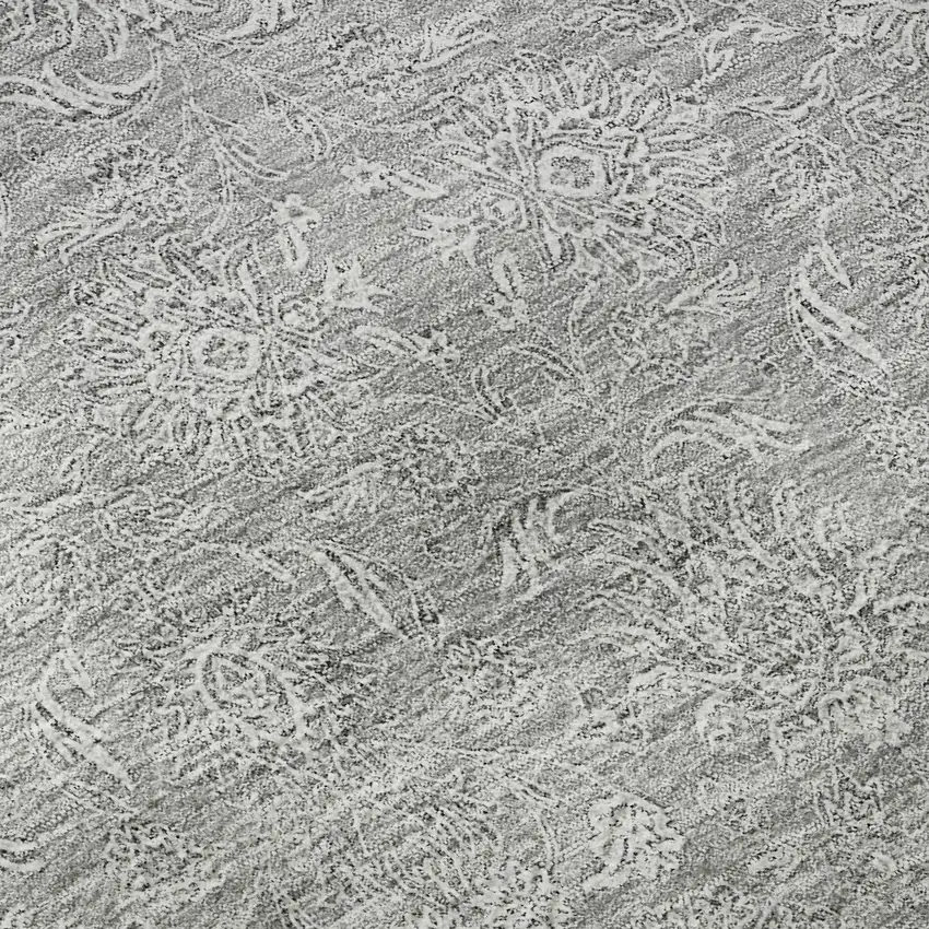 Gray And Ivory Floral Washable Area Rug With UV Protection Photo 8