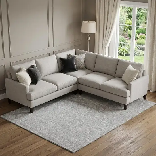 Gray And Ivory Floral Washable Area Rug With UV Protection Photo 1
