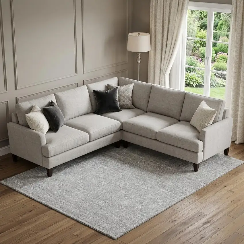 Gray And Ivory Floral Washable Area Rug With UV Protection Photo 1