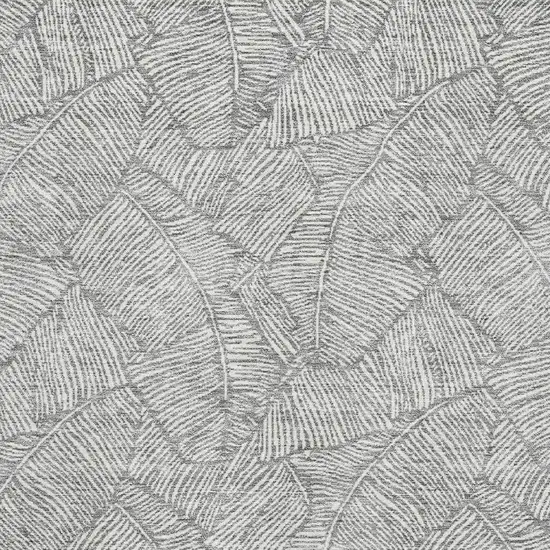 Gray And Ivory Floral Washable Area Rug With UV Protection Photo 3