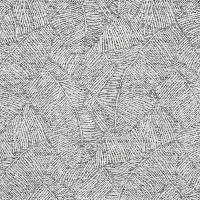 Gray And Ivory Floral Washable Area Rug With UV Protection Photo 3