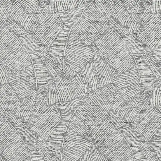 Gray And Ivory Floral Washable Area Rug With UV Protection Photo 3