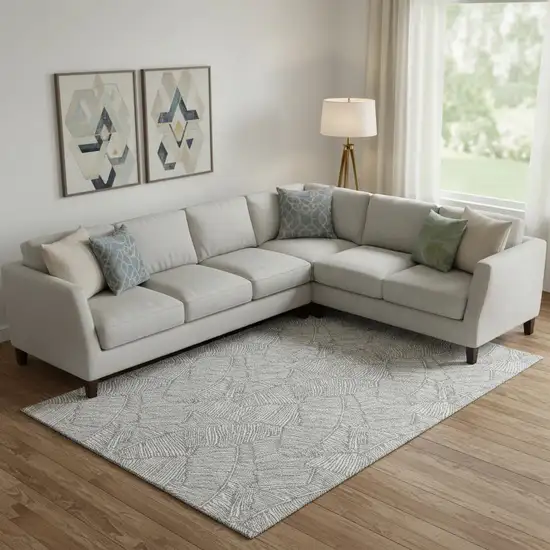 Gray And Ivory Floral Washable Area Rug With UV Protection Photo 1