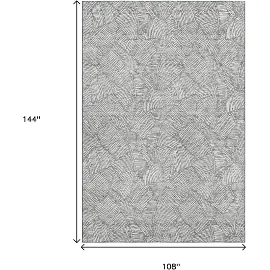 Gray And Ivory Floral Washable Area Rug With UV Protection Photo 3