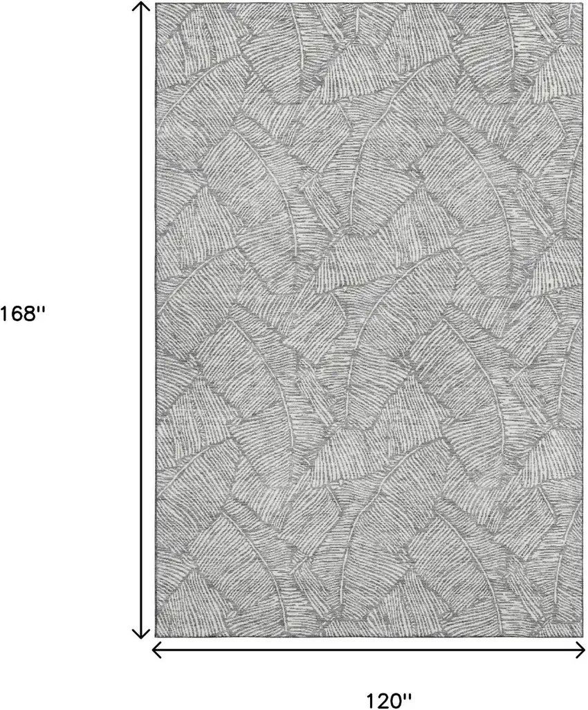 Gray And Ivory Floral Washable Area Rug With UV Protection Photo 3