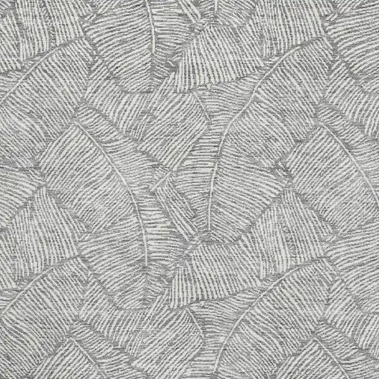 Gray And Ivory Floral Washable Area Rug With UV Protection Photo 3