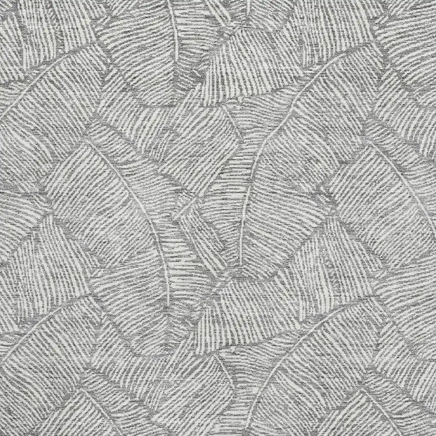 Gray And Ivory Floral Washable Area Rug With UV Protection Photo 3