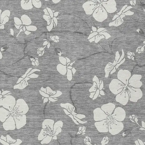 Gray And Ivory Floral Washable Indoor Outdoor Area Rug Photo 6