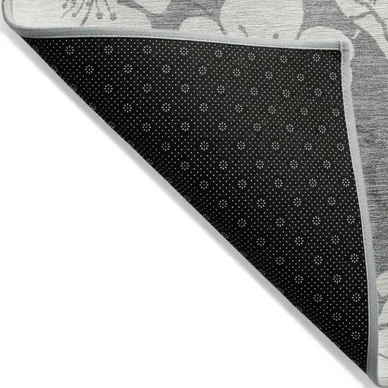 Gray And Ivory Floral Washable Indoor Outdoor Area Rug Photo 4