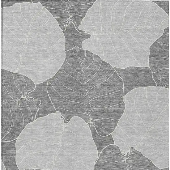 Gray And Ivory Floral Washable Indoor Outdoor Area Rug Photo 1