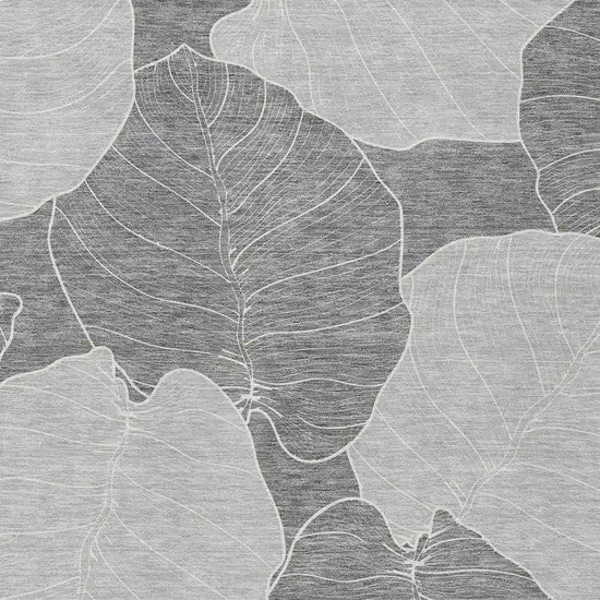 Gray And Ivory Floral Washable Indoor Outdoor Area Rug Photo 2