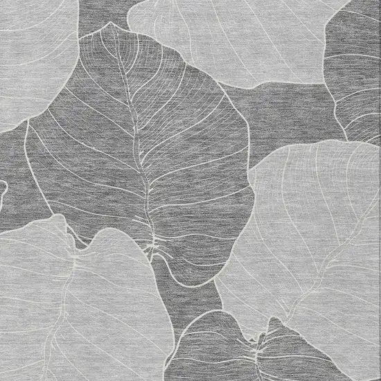 Gray And Ivory Floral Washable Indoor Outdoor Area Rug Photo 2