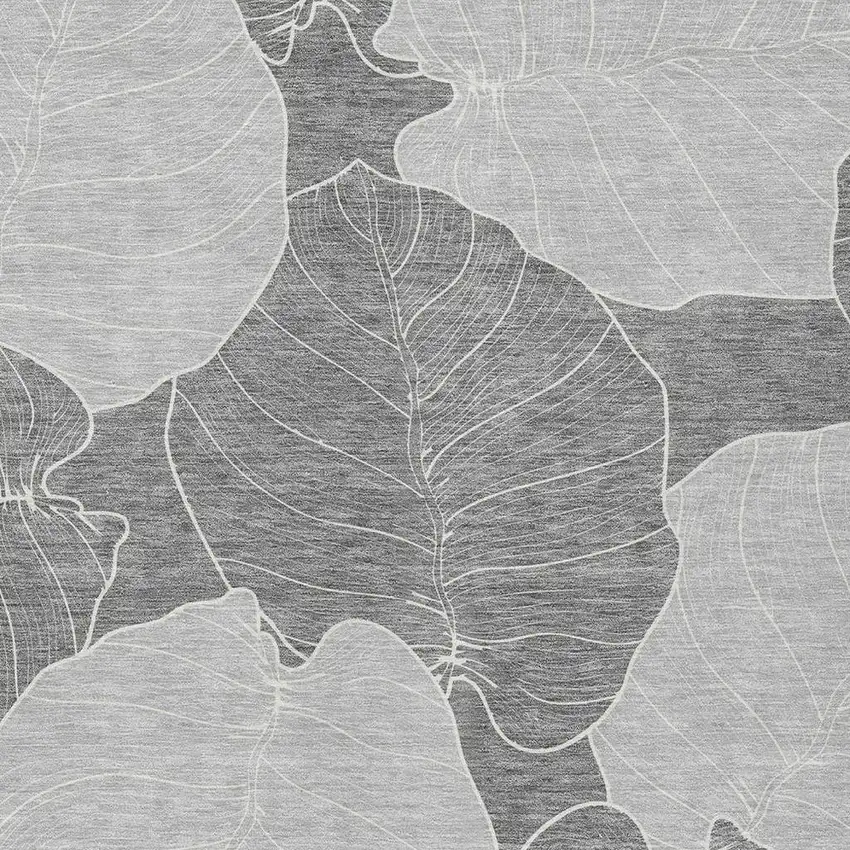 Gray And Ivory Floral Washable Indoor Outdoor Area Rug Photo 2
