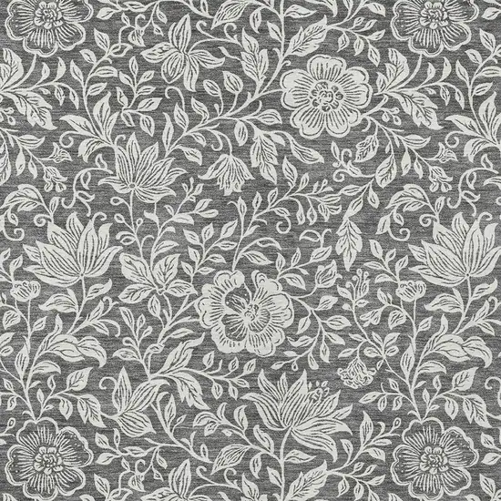 Gray And Ivory Floral Washable Indoor Outdoor Area Rug Photo 2