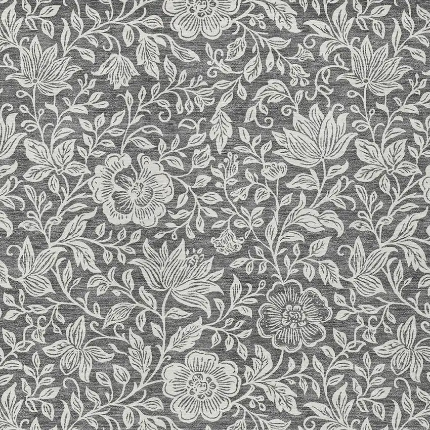 Gray And Ivory Floral Washable Indoor Outdoor Area Rug Photo 2