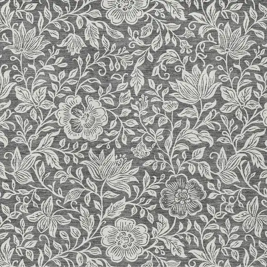 Gray And Ivory Floral Washable Indoor Outdoor Area Rug Photo 2