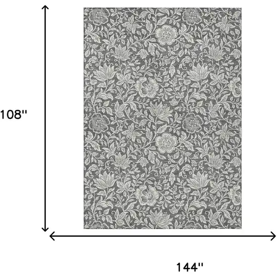 Gray And Ivory Floral Washable Indoor Outdoor Area Rug Photo 6