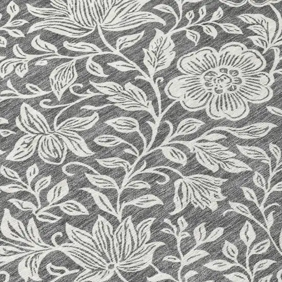 Gray And Ivory Floral Washable Indoor Outdoor Area Rug Photo 5