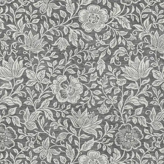 Gray And Ivory Floral Washable Indoor Outdoor Area Rug Photo 2