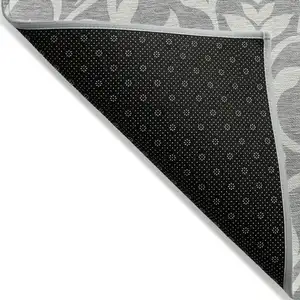 Photo of Gray And Ivory Floral Washable Indoor Outdoor Area Rug