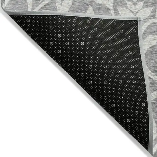 Gray And Ivory Floral Washable Indoor Outdoor Area Rug Photo 4