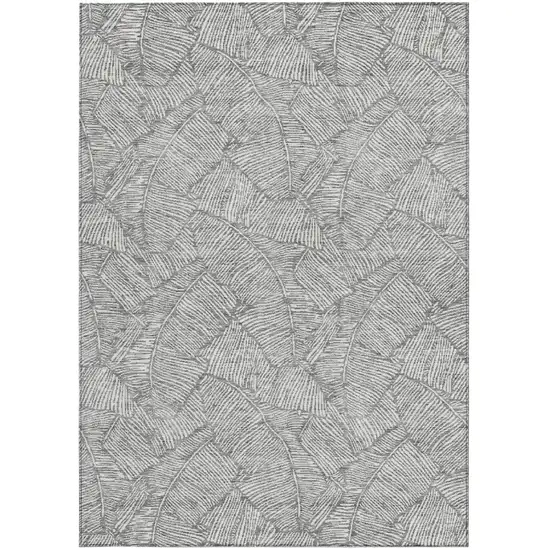 Gray And Ivory Floral Washable Indoor Outdoor Area Rug Photo 7