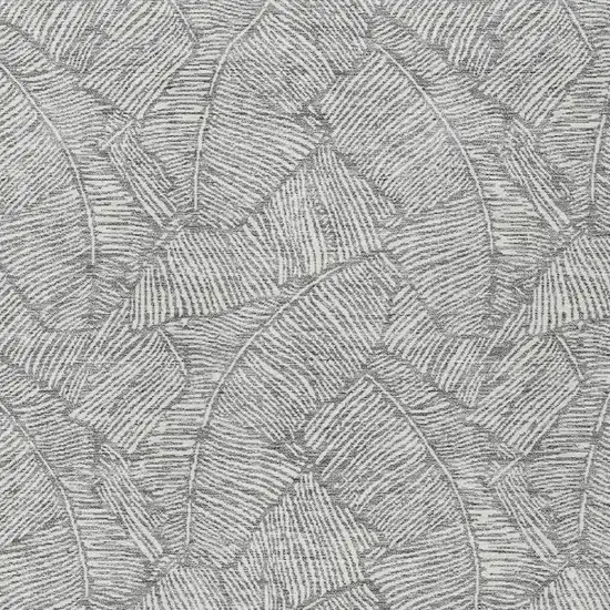 Gray And Ivory Floral Washable Indoor Outdoor Area Rug Photo 6