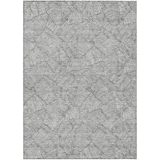 Gray And Ivory Floral Washable Indoor Outdoor Area Rug Photo 2
