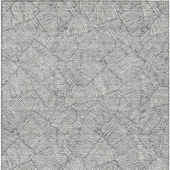 Gray And Ivory Floral Washable Indoor Outdoor Area Rug Photo 7