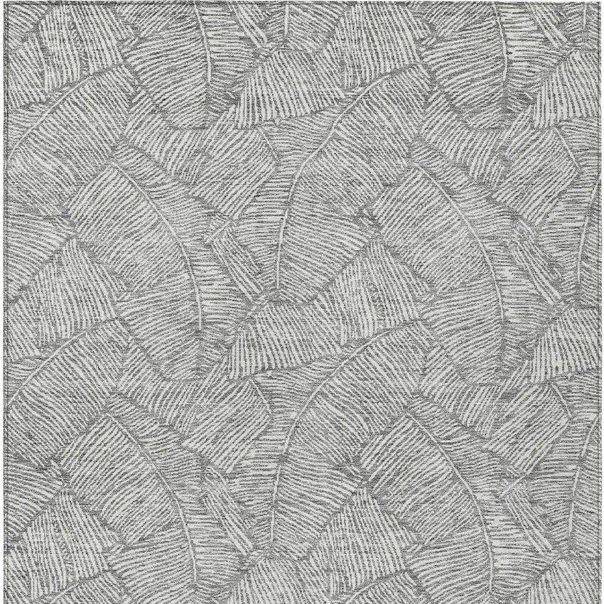 Gray And Ivory Floral Washable Indoor Outdoor Area Rug Photo 7