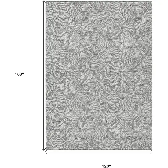 Gray And Ivory Floral Washable Indoor Outdoor Area Rug Photo 3
