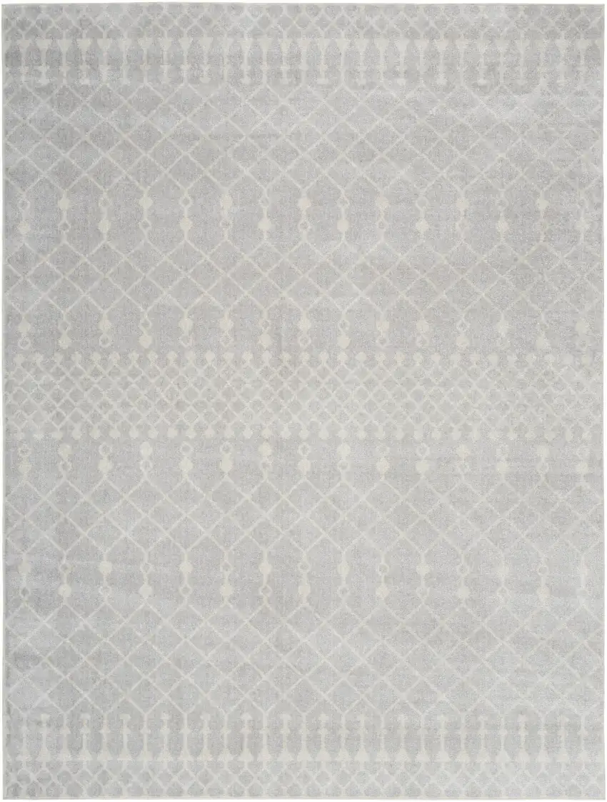 Gray And Ivory Geometric Area Rug Photo 7