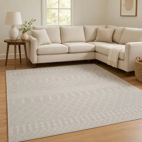 Gray And Ivory Geometric Area Rug Photo 1