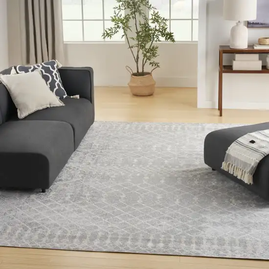 Gray And Ivory Geometric Area Rug Photo 5