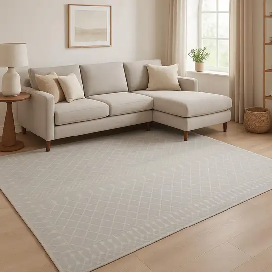 Gray And Ivory Geometric Area Rug Photo 1