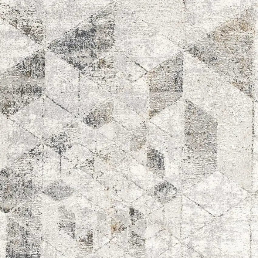 Gray and Ivory Abstract Power Loom Area Rug Photo 4