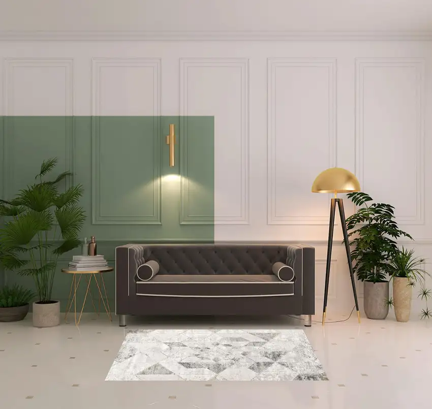 Gray And Ivory Geometric Area Rug Photo 2
