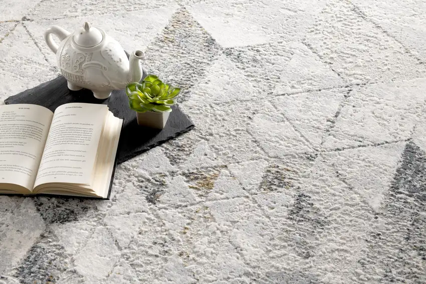 Gray And Ivory Geometric Area Rug Photo 7