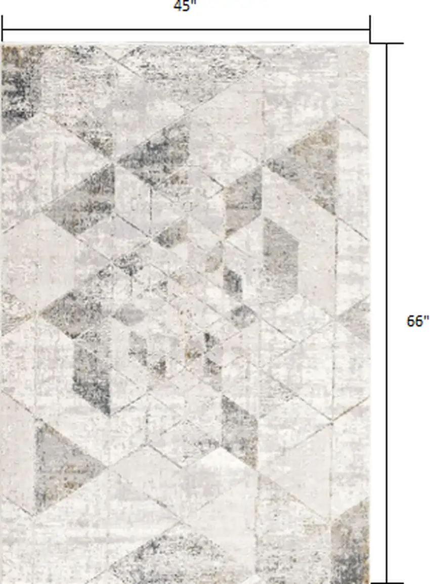 Gray And Ivory Geometric Area Rug Photo 5