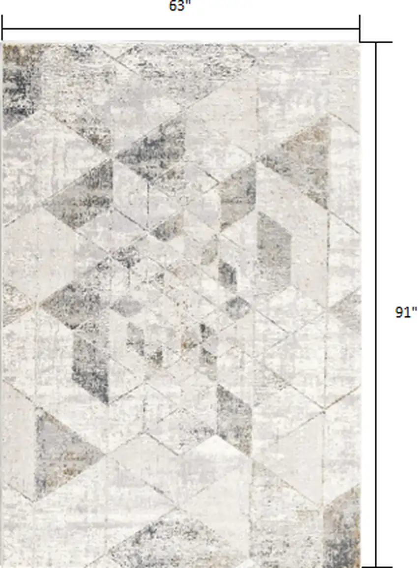 Gray And Ivory Geometric Area Rug Photo 4