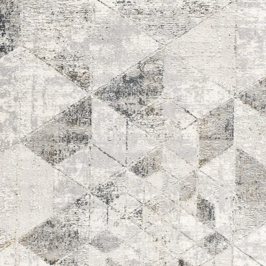 Gray and Ivory Abstract Power Loom Area Rug Photo 4