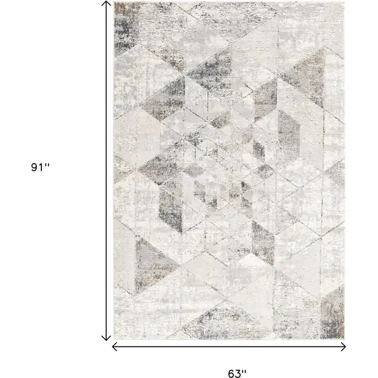 Gray and Ivory Abstract Power Loom Area Rug Photo 3