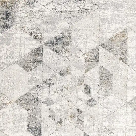 Gray and Ivory Abstract Power Loom Area Rug Photo 5