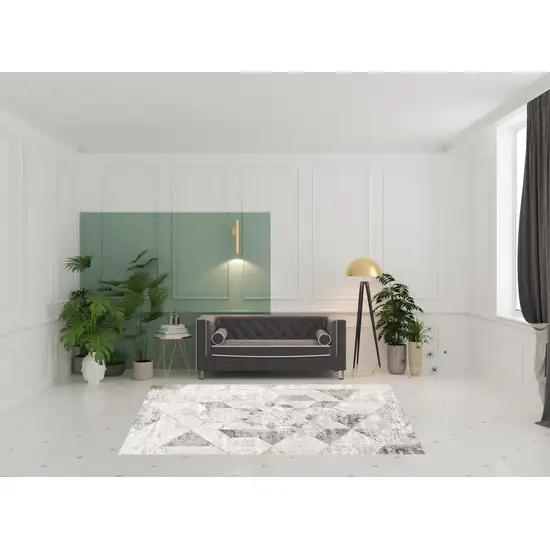 Gray And Ivory Geometric Area Rug Photo 1