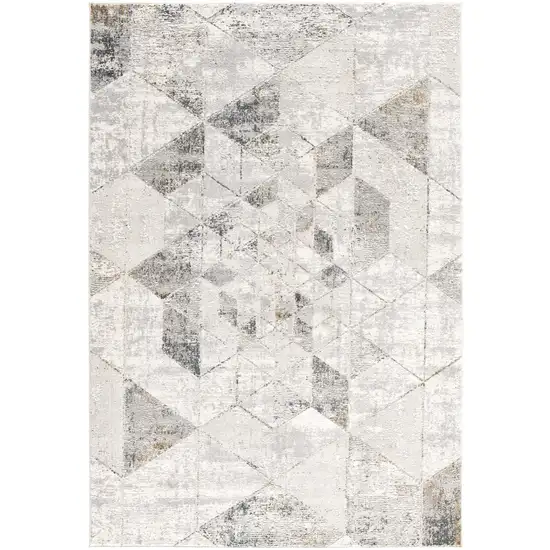 Gray And Ivory Geometric Area Rug Photo 4
