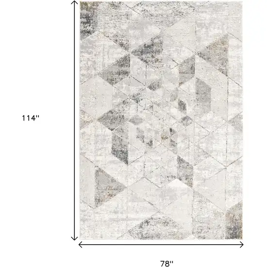 Gray and Ivory Abstract Power Loom Area Rug Photo 3