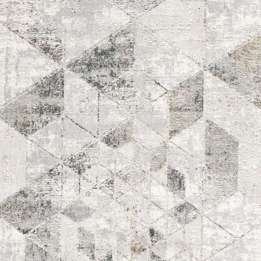 Gray and Ivory Abstract Power Loom Area Rug Photo 4