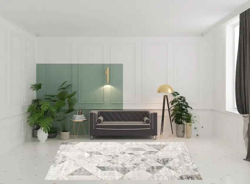 Gray And Ivory Geometric Area Rug Photo 2